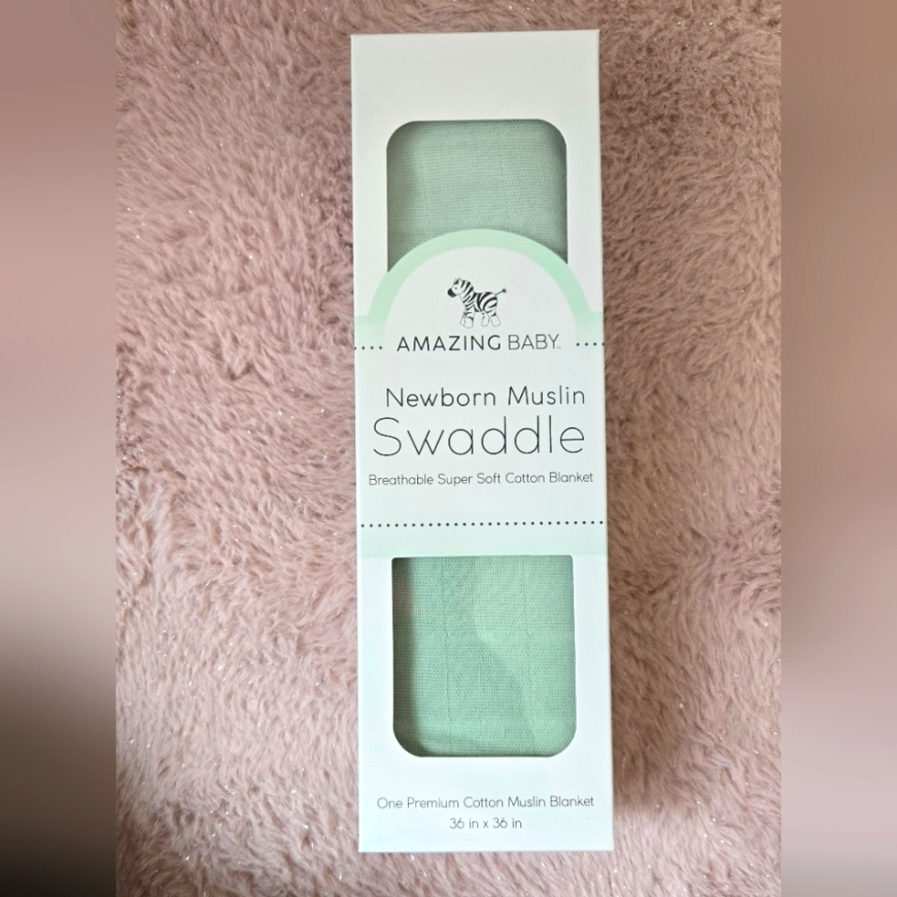3/$20 Amazing Baby Newborn Muslin Swaddle Green